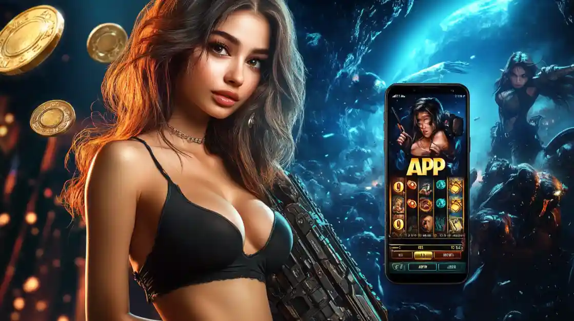 User using a mobile gaming app